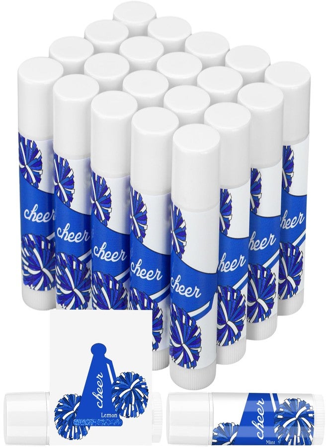 Suttmin 24 Pcs Cheer Lip Balm Bulk Cheer Teams Camp Gifts Pom Pom Leaders Party Favors Gear Lip Balm Valentine's Day Gift for Competitive Party Guest Supplies(Blue and White) - Image 1